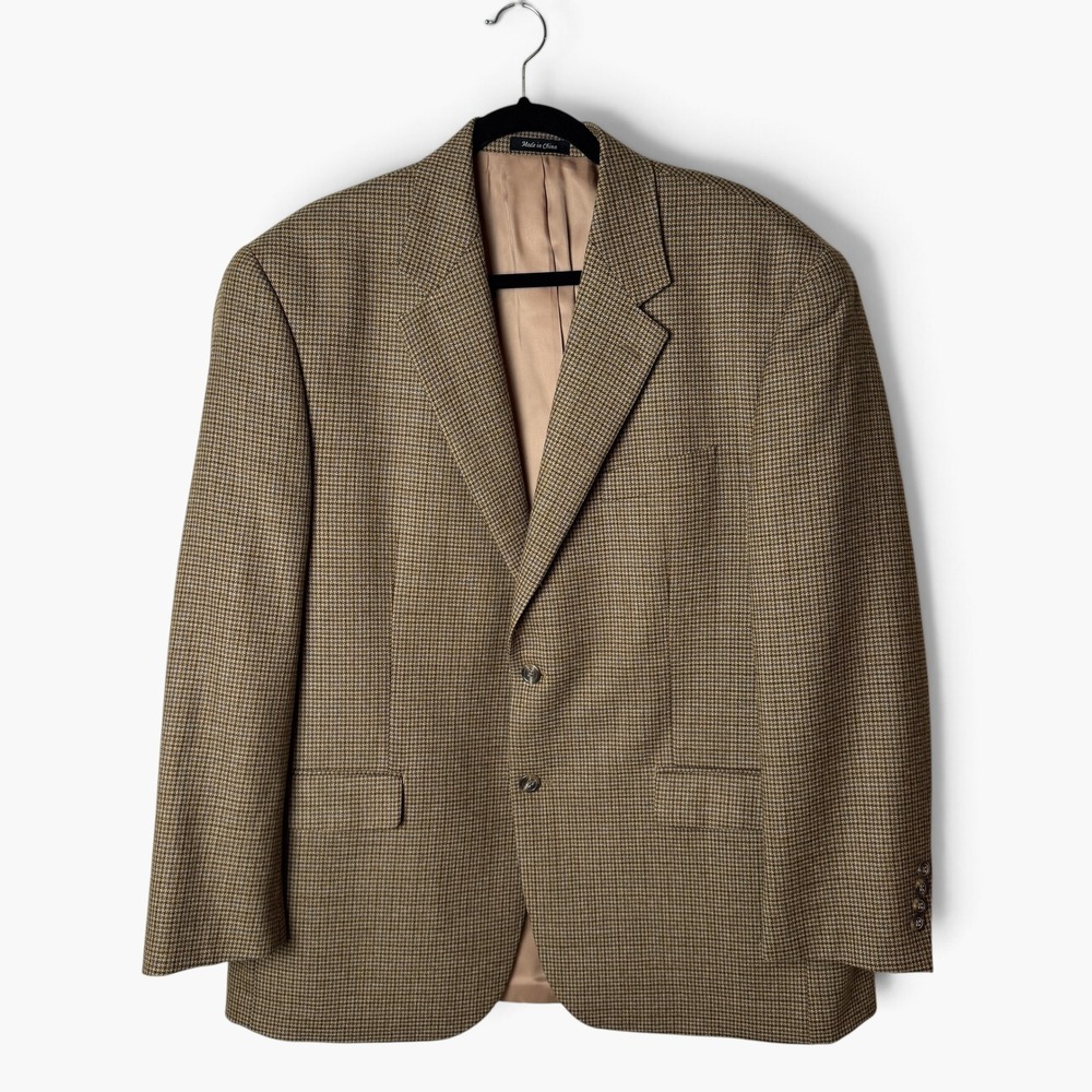 Vintage Lauren Ralph Lauren Men's 100% Wool Brown Houndstooth Sport Coat 46R - Picture 2 of 10